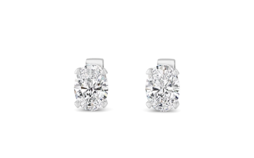 thumbnail video image 2 of Fireborn Oval-Shaped Diamond, Sterling Silver Earrings for Women, 1 CTW, 0.89 g, 14K White Gold, 2 of 4