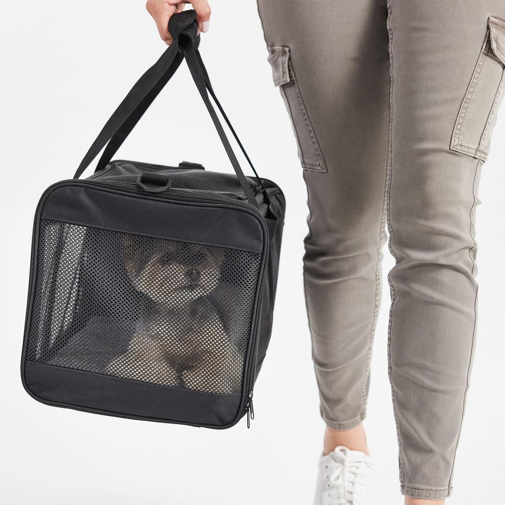 thumbnail video image 2 of GORILLA GRIP Cat Carrier Portable Dog Kennel Up to 15 Lbs, Airline Pet Travel Bag, Gray, 2 of 10