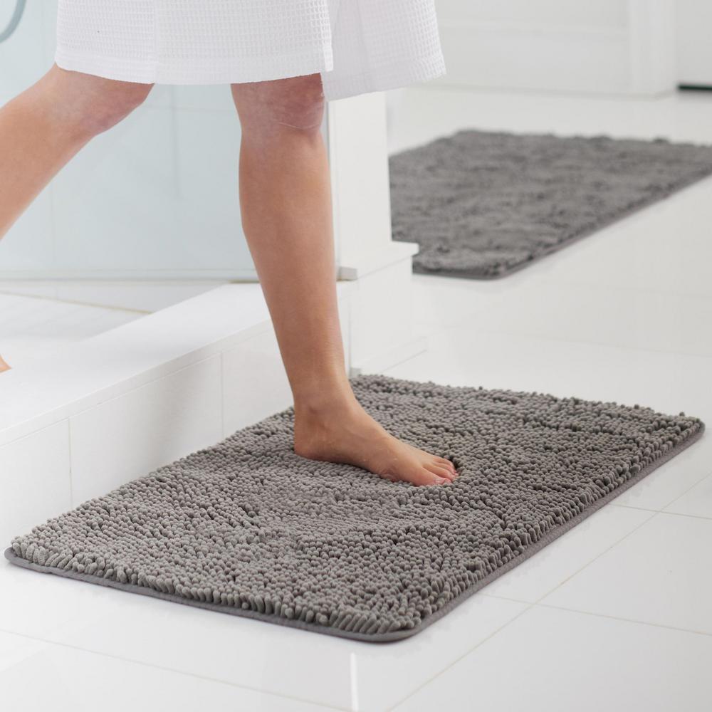 thumbnail video image 2 of GORILLA GRIP Chenille Bath Rug 30x20, Rubber Back Quick Dry Washable Microfiber Bathroom Mats, Beige, 2 of 10