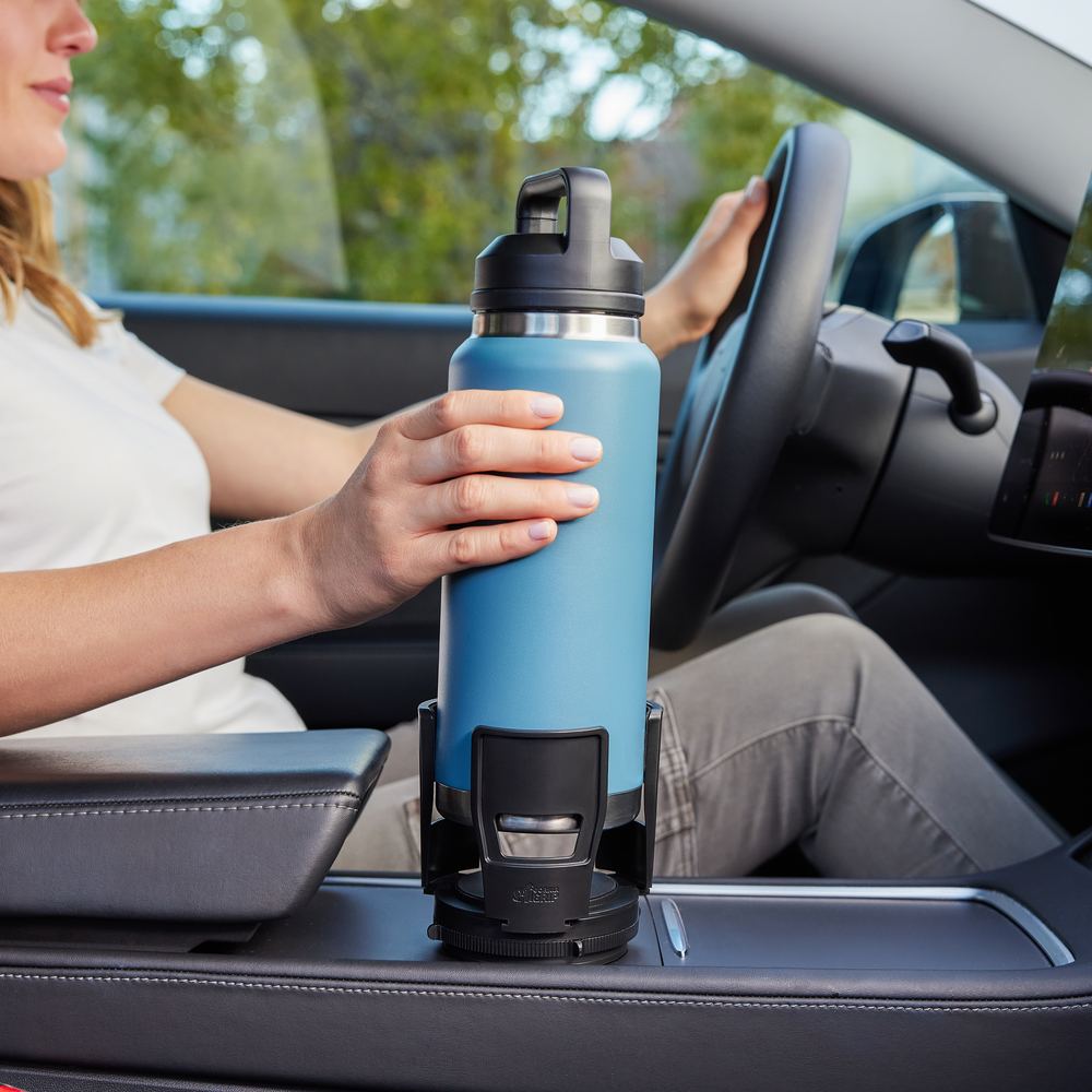 thumbnail video image 2 of GORILLA GRIP Car Cup Holder Expander, Fits 18 to 48 oz Water Bottles, Coffee Mugs, Black, 2 of 10