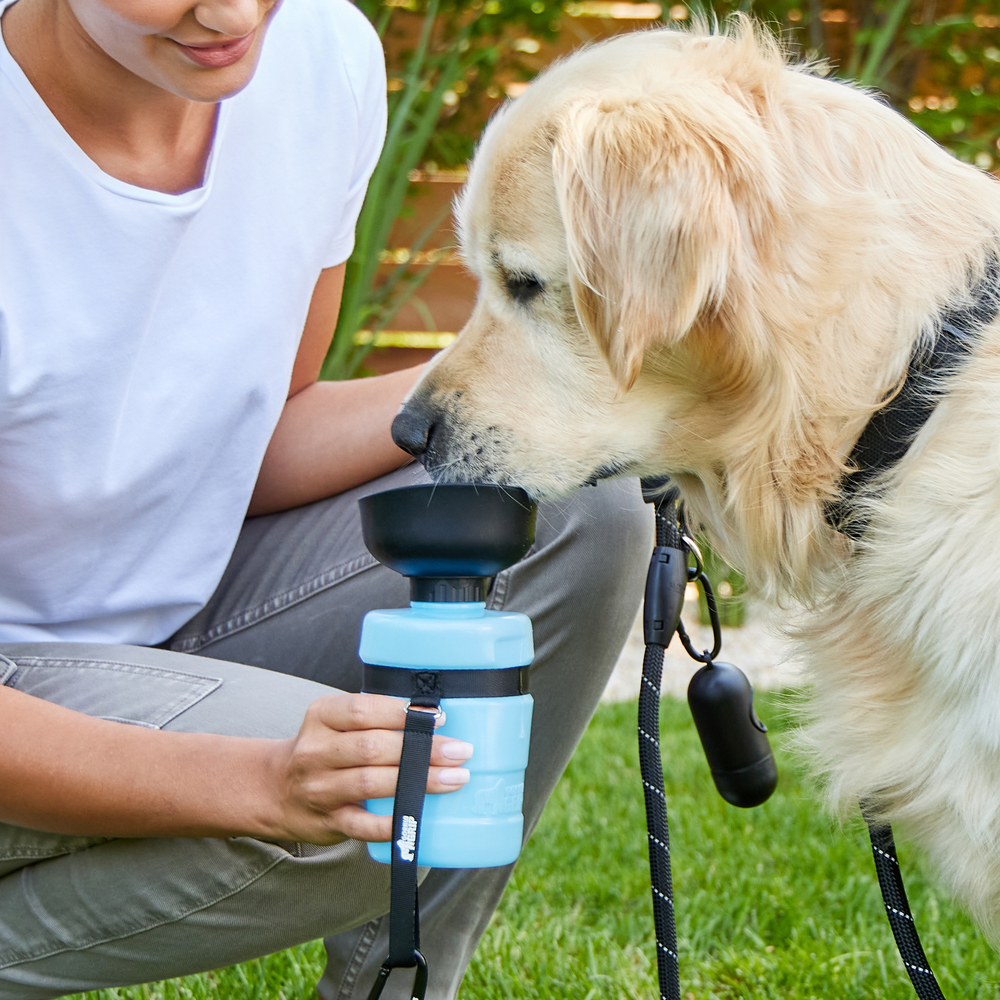 thumbnail video image 2 of GORILLA GRIP Dog Water Bottle, 12 oz Pet Travel Squeeze Bottle, Food Grade Silicone, Black, 2 of 10