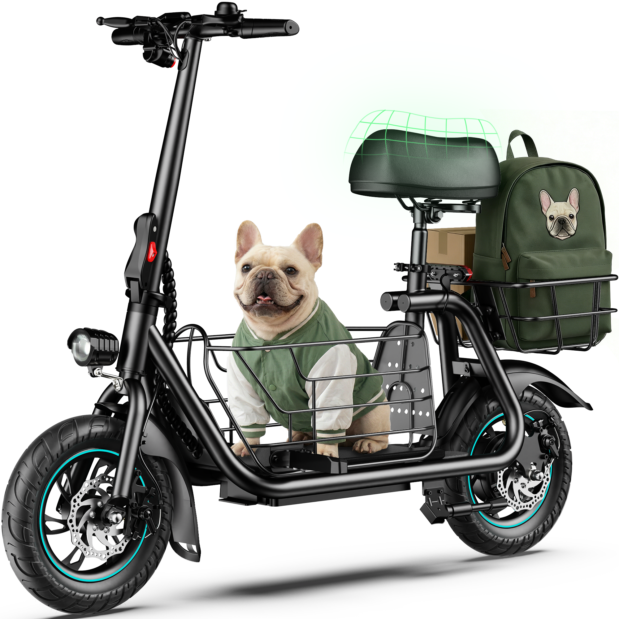 MIHOVER 19MPH Foldable 550W Electric Scooter with Seat for Adult
