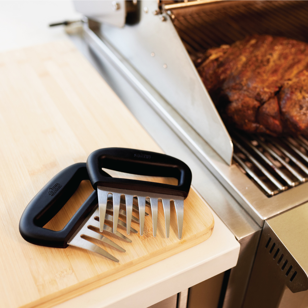 thumbnail video image 2 of Meat Claws for BBQ Grilling, 7 Claw Food Shredding Fork, Green Stainless Steel by Gorilla Grip, 2 of 10