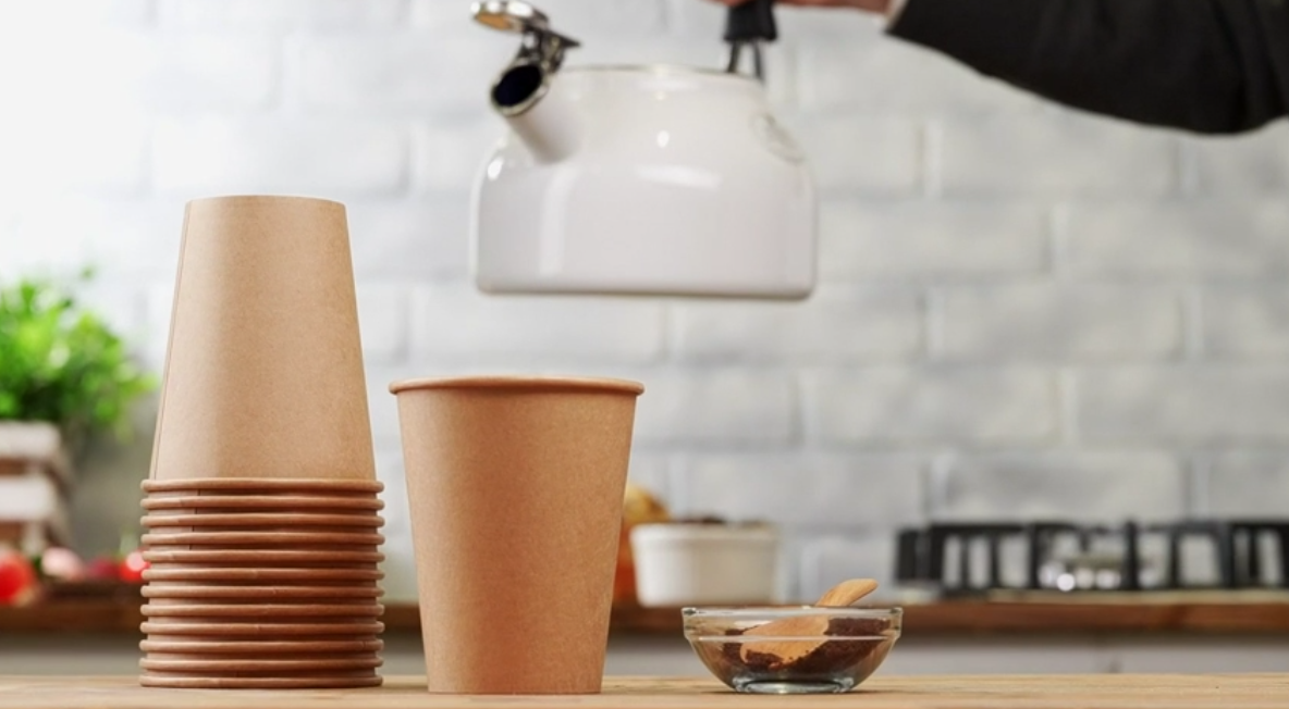 thumbnail video image 2 of GUSTO 8 oz Kraft Paper Cups Disposable Coffee Cups Unbleached, 300-Pack, 2 of 8