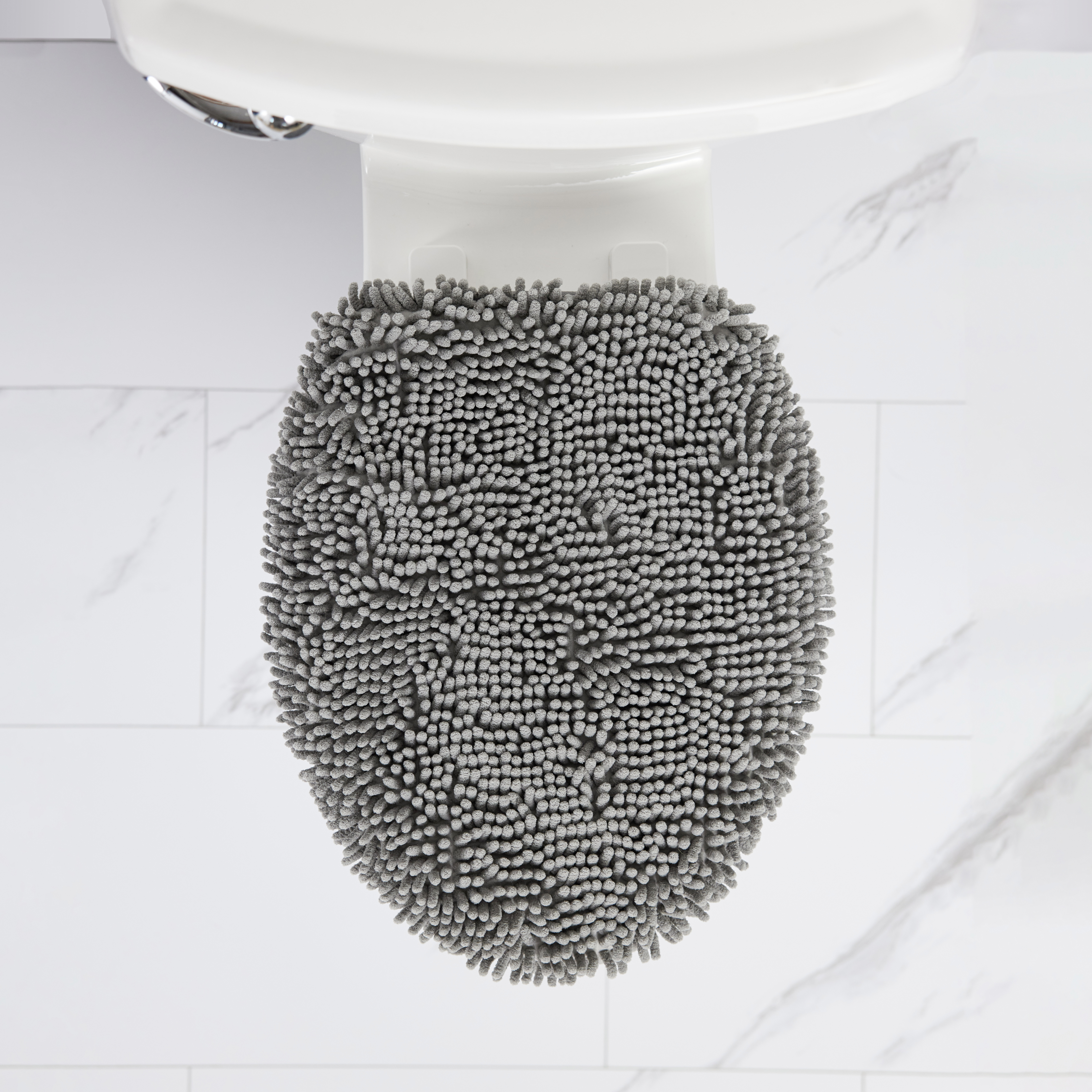 thumbnail video image 2 of GORILLA GRIP Toilet Lid Cover, Machine Washable Chenille Bathroom Seat Covers, 19.5x18.5, Beige, 2 of 10