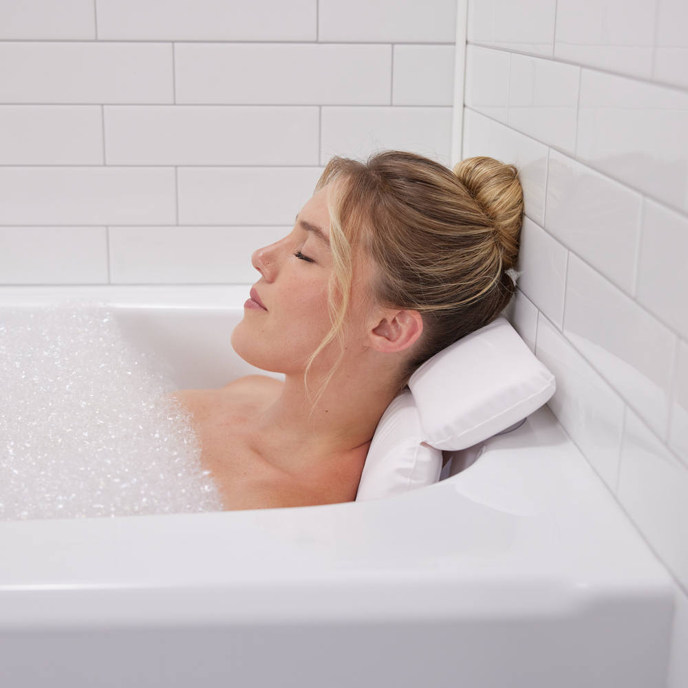 thumbnail video image 2 of GORILLA GRIP Bath Pillows for Tub, Waterproof Bathtub Pillows, Cushioned Headrest, 2 Panel, White, 2 of 10